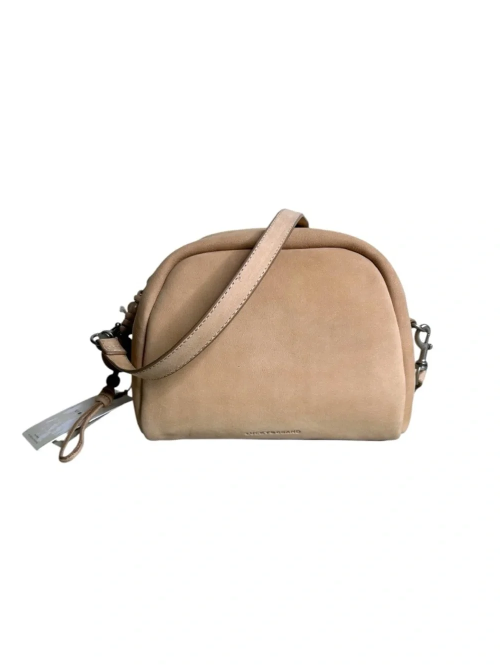 Lucky Brand Kata Genuine Leather Crossbody Bag Dusty Sand with Beaded Tassel